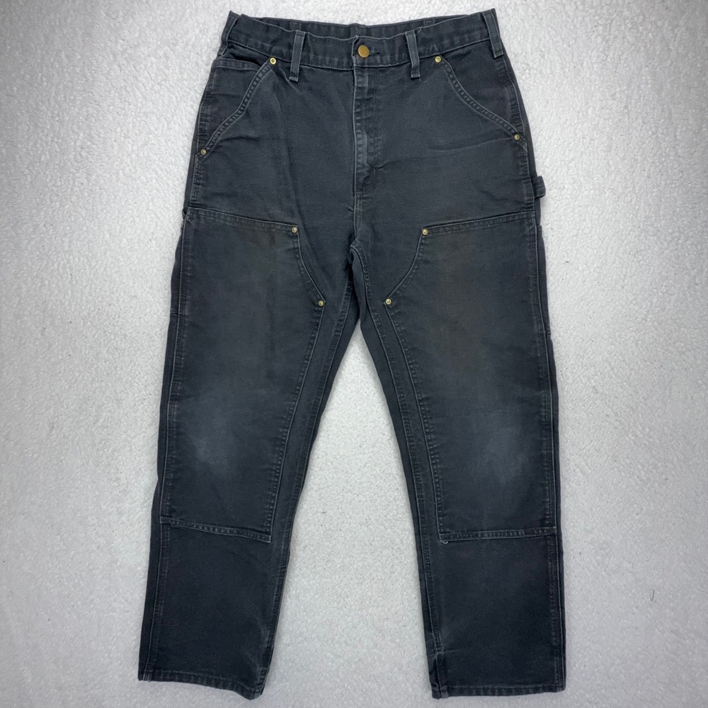 Carhartt Double Front Work Dungaree Pants Mens 32x32 B01 BLK Black